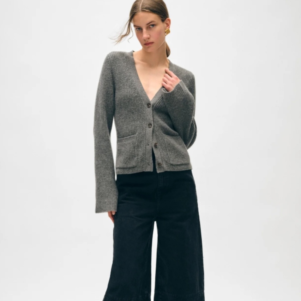 White + Warren Cashmere Fluted Sleeve Cardigan